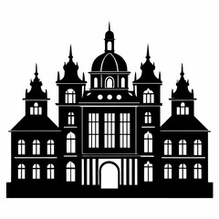 Baroque Palace a simple vector clean black silhouette design white background