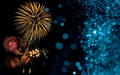 Fireworks with Abstract bokeh background