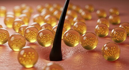 Close-up of skin with hair follicle and serum