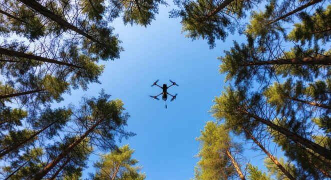 Drone Soaring Above Serene Pine Forest Canopy