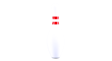 striking bowling pin precise 3d model for games, animations, and more, isolated on transparent background