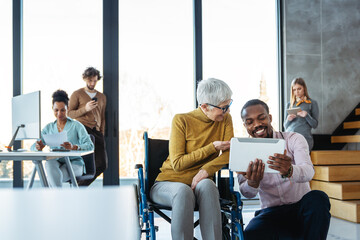 Busy business people, programmers software developer engineer working on computer in office