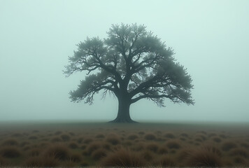 lonely tree in the fog