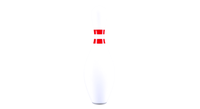 striking bowling pin precise 3d model for games, animations, and more, isolated on transparent background