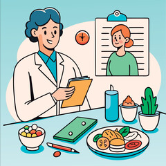 Doctor reviews patients diet plan.