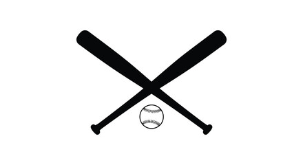 crossed baseball bats with ball below them on white background