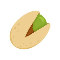 Pistachio nut isolated on white background. Doodle food clipart in cartoon style. Healthy protein snack vector illustration