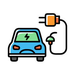 Electric car charging symbol with colorful design and modern aesthetics 