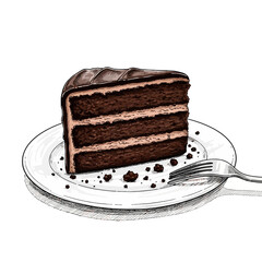 piece of chocolate cake on a plate