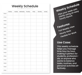schedule,weekly,grid modern flat vector illustration for structured planner design vector graphic for productivity app