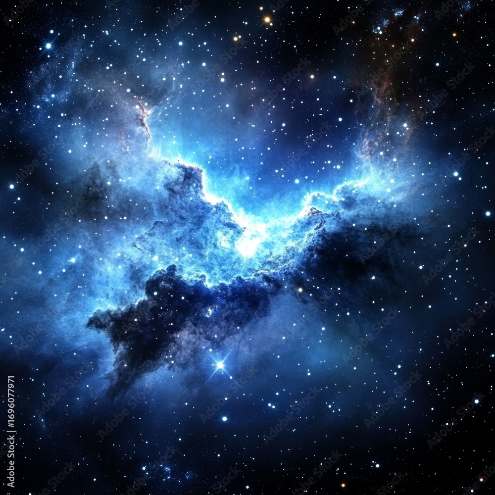 Wall mural majestic nebula in deep space celestial clouds and stars illuminating the expansive universe
