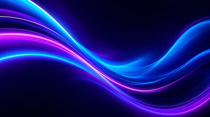 Glowing neon gradient waves on dark background, futuristic abstract design