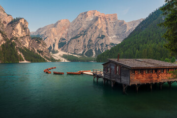 lake di brames in the alpine mountains of Dolomitas