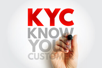 KYC Know Your Customer - guidelines in financial services to verify the identity, suitability, and...