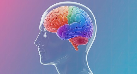 Colorful human brain illustration