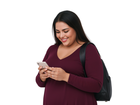 Enthusiastic woman enjoying content on her smartphone against an ethereal field