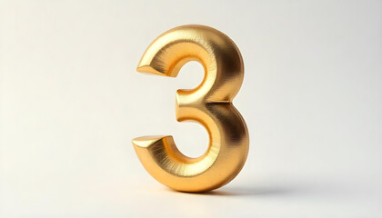 Obraz premium 3 number gold metal isolated on white background