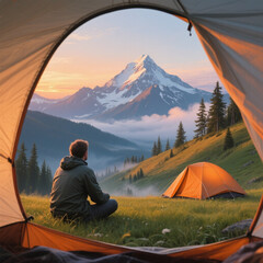 camping in the mountain