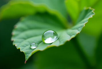 water drops on green leaf