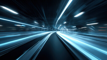 parallel beams of light rushing through dark tunnel sense of acceleration cinematic illustration concept scene visual for commercial design use high detail quality stock image illustration concept