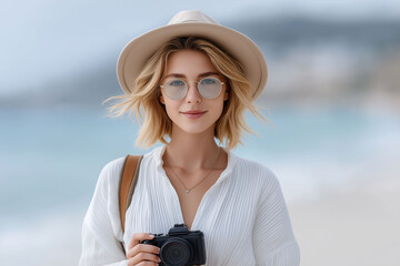 Beach clean-up action coastal location photography content serene environment close-up viewpoint eco-friendly concept