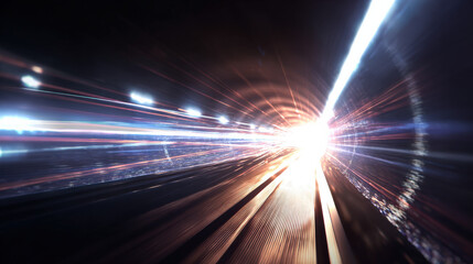 parallel beams of light rushing through dark tunnel sense of acceleration cinematic illustration concept scene visual for commercial design use high detail quality stock image illustration concept
