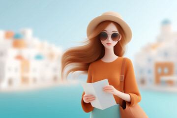 Exploring coastal towns a traveler's journey with a map serene seaside digital art bright atmosphere