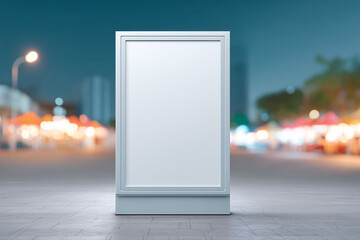 Nighttime blank billboard mockup in bustling downtown city visual marketing urban setting street view