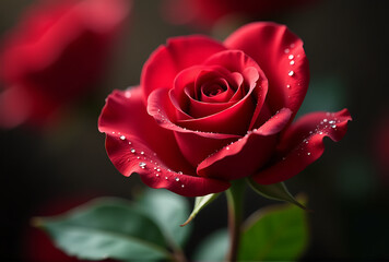 red rose with water droplets