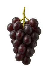 Fototapeta premium Fresh bunch of red grapes covered with water droplets on transparent background