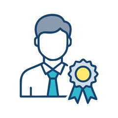 Fototapeta premium Best employee award winner achievement recognition success professional excellence icon vector