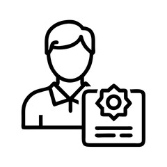 Man holding certificate award achievement success recognition employee of the month vector icon