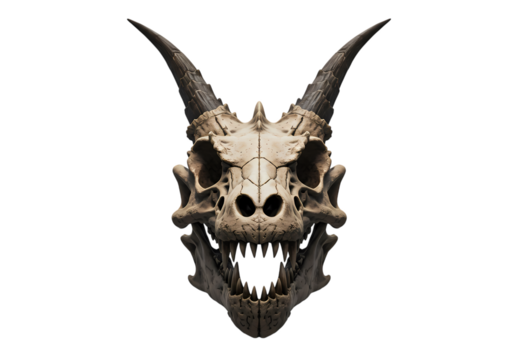 Dragon Skull A Detailed Rendering isolated on transparent background