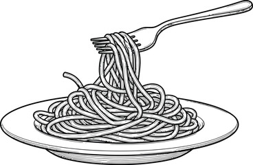 Delicious spaghetti twirled on a fork above a plate, a classic Italian meal ready to enjoy.