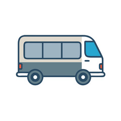 Stock vector illustration of a passenger van vehicle minibus transportation auto for travel and tourism