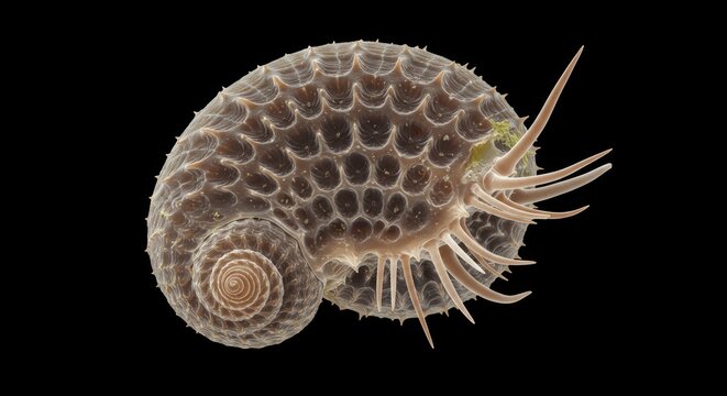 Striking hyper-detailed portrait of a foraminifera test

