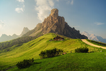 mountain refugie in alpine mountains