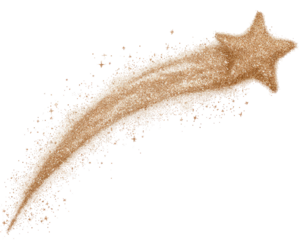 A light beige starburst trails across the image, like a shooting star or a burst of cosmetic powder