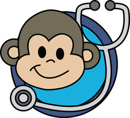 A cartoon monkey wearing a stethoscope