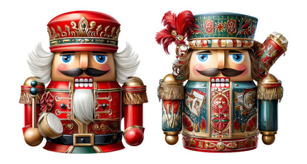 Fototapeta premium Colorful Nutcracker Figurines with Festive Decorations and Unique Designs