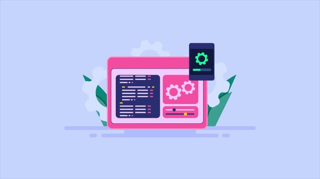 App development dashboard represents cohesive view of source code, system configuration and mobile performance visual.