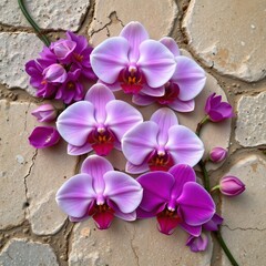 Fototapeta premium Pink Orchids Textured Surface