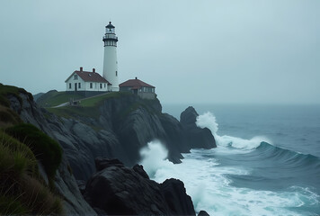 lighthouse on the coast of maine