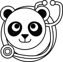 A cartoon panda bear with a stethoscope on its head