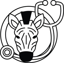 A zebra with a stethoscope on its head