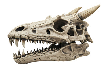 Detailed Replica of a Dragon Skull isolated on transparent background