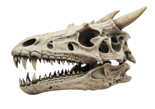 Detailed Replica of a Dragon Skull isolated on transparent background - Powered by Adobe