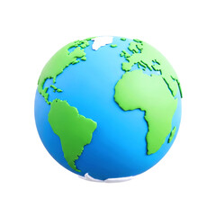 Naklejka premium charming cartoon earth 3d model playful globe for kids animation, isolated on transparent background