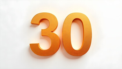 30 made of gold metal isolated on white background