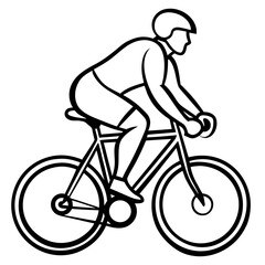 Fototapeta premium Cyclist riding bicycle vector illustration for cycling sports and recreation activities outline drawing design